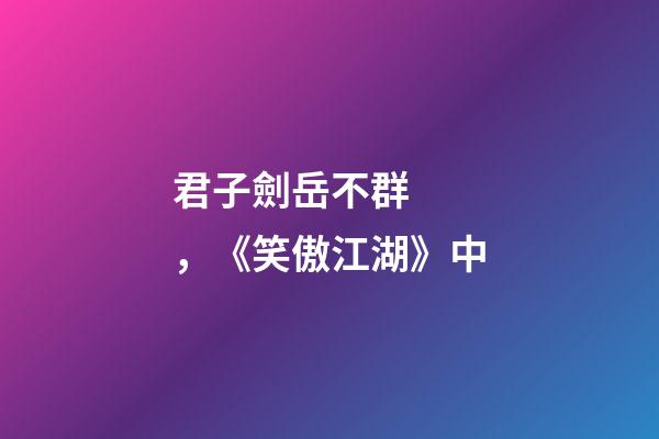 君子劍岳不群，《笑傲江湖》中-第1張-觀點-玄機派